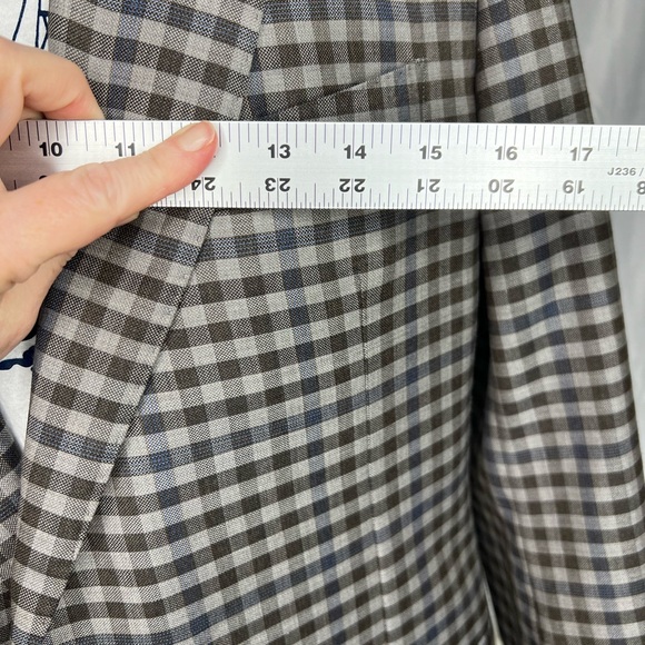 Vintage Georgetown Custom Dormeuil Blazer Mens Wool‎ 42R Taupe Brown navy check - Picture 11 of 16